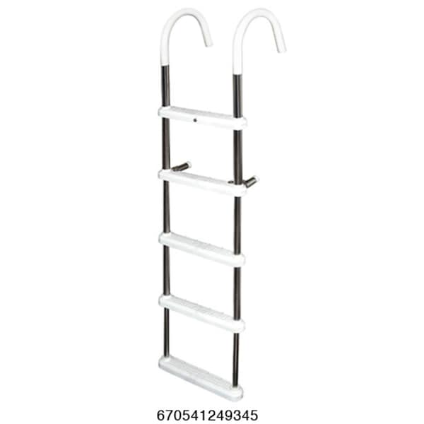 Jif Marine JIF Marine DMT5A-7 5 Step Gunwale 7 in. Hook Boat Ladder - Aluminum DMT5A-7 - main